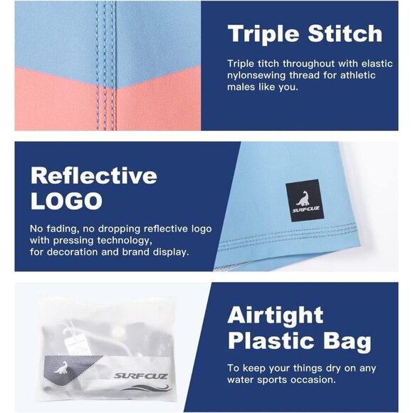 ✨Men's Blue Board Short Beach Short Comfort 4-Way Stretch Swim Short - Picture 5 of 5